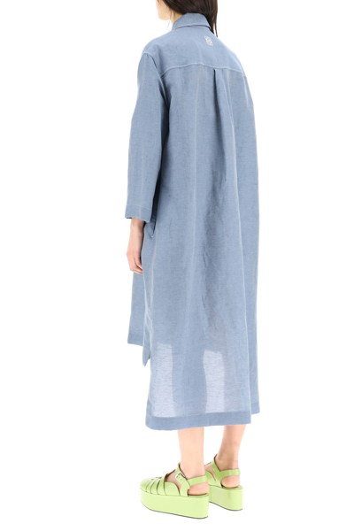 Shop Loewe Tunic Dress In Chambray In Light Blue