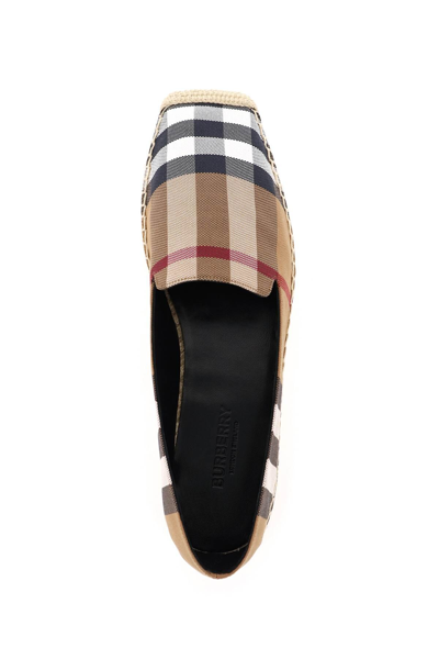 Shop Burberry Check Canvas Espadrillas In Beige,white,blue