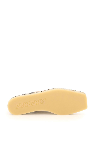 Shop Burberry Check Canvas Espadrillas In Beige,white,blue