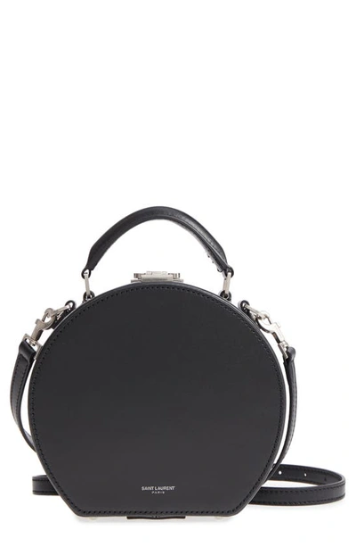 Shop Saint Laurent Small Mica Leather Hat Box In Nero/ Manto Naturale
