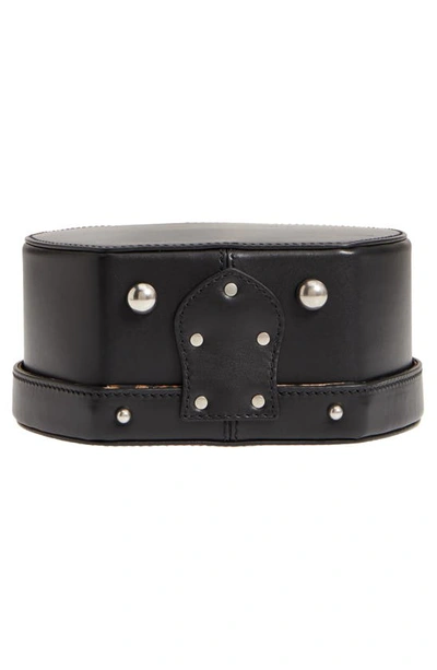 Shop Saint Laurent Small Mica Leather Hat Box In Nero/ Manto Naturale
