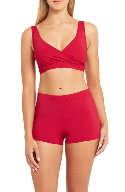 Sea Level Cross Front Multifit Bikini Top In Red