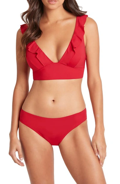 Shop Sea Level Frill Bikini Top In Red