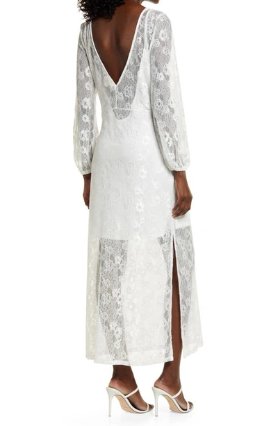 Shop Open Edit Sheer Lace Long Sleeve Maxi Dress In Ivory