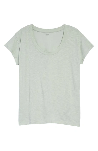 Shop Madewell Whisper Cotton Scoopneck Tee In Sage Mist