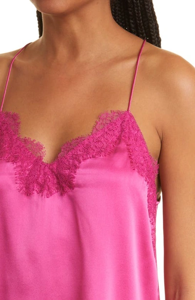 Shop Cami Nyc The Racer Lace Trim Silk Camisole In Magenta