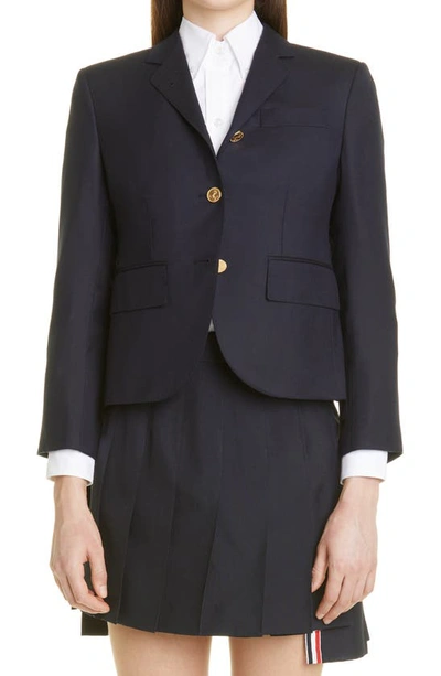 Shop Thom Browne High Armhole Wool Jacket In Navy