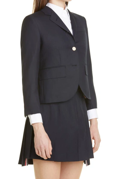 Shop Thom Browne High Armhole Wool Jacket In Navy