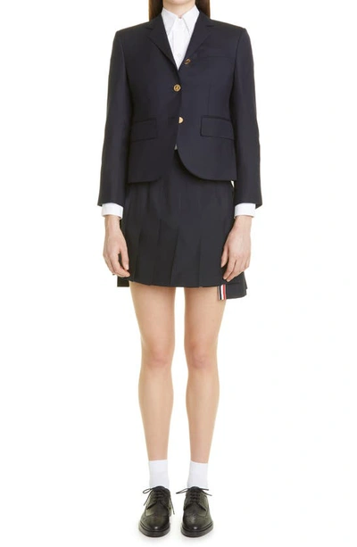 Shop Thom Browne High Armhole Wool Jacket In Navy