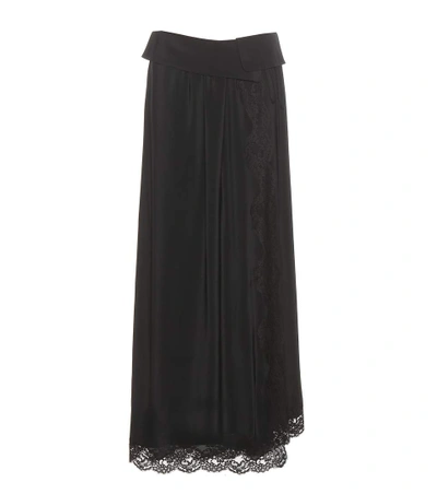 Shop Chloé Lace-trimmed Silk Skirt