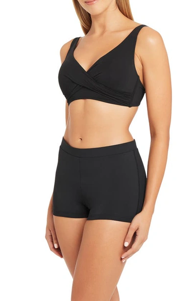 Sea Level Cross Front Multifit Bikini Top In Black