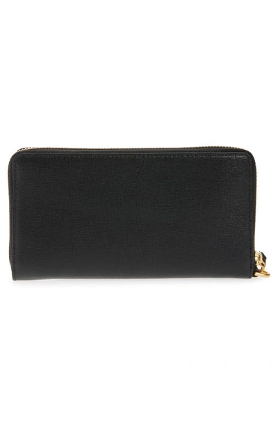 Tory Burch Robinson Continental Leather Wallet In Black