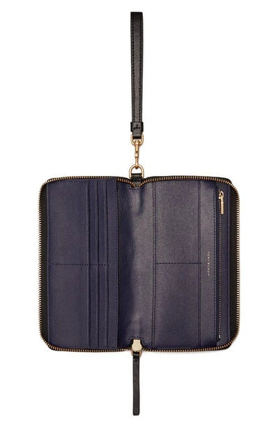 Tory Burch Robinson Continental Leather Wallet In Black