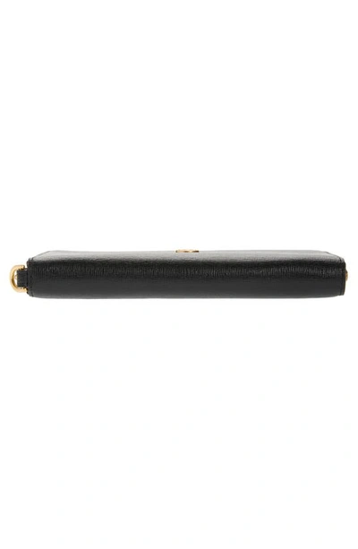 Tory Burch Robinson Continental Leather Wallet In Black