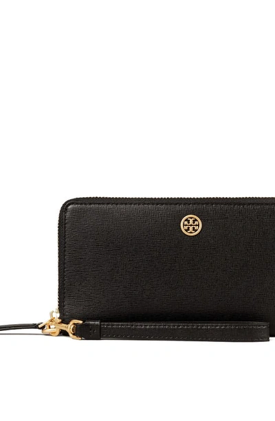 Tory Burch Robinson Continental Leather Wallet In Black
