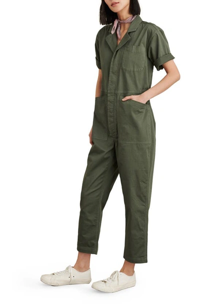 Shop Alex Mill Romy Garment Dyed Cotton Boilersuit In Faded Olive