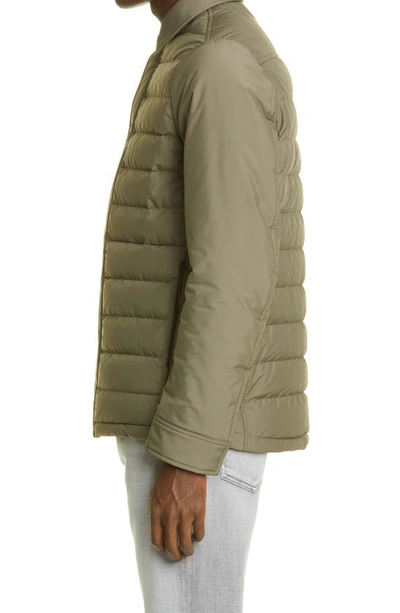 Shop Zegna Stratos Quilted Down Shirt Jacket In Green