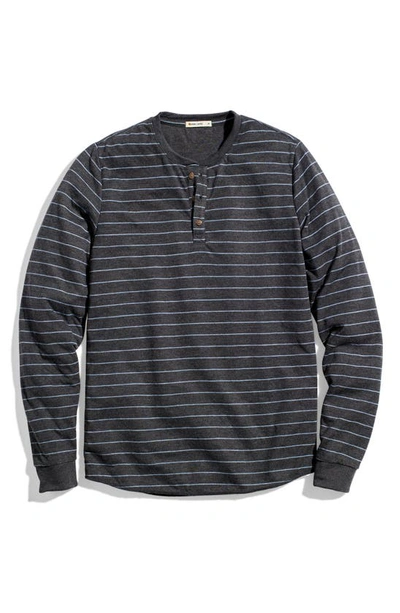 Shop Marine Layer Double Knit Long Sleeve Henley In Charcoal