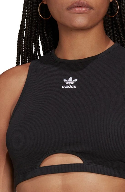 Shop Adidas Originals Rib Crop Tank In Black