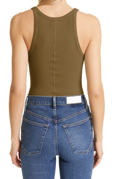 Shop Re/done Ribbed Tank Top In Dusty Green