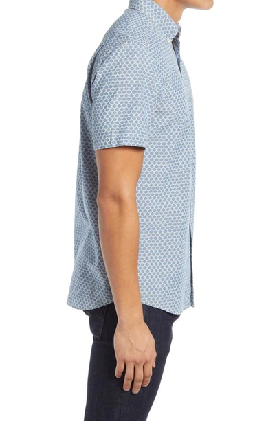 Shop Faherty Playa Regular Fit Print Short Sleeve Button-down Shirt In Fish Scale Redux