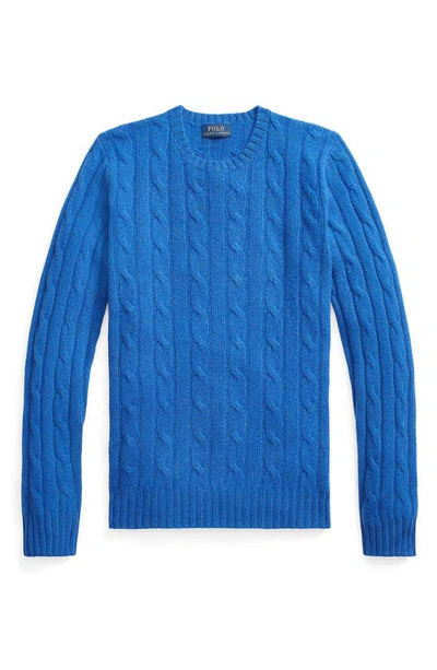 Shop Polo Ralph Lauren Cable Knit Cashmere Sweater In Sapphire Star