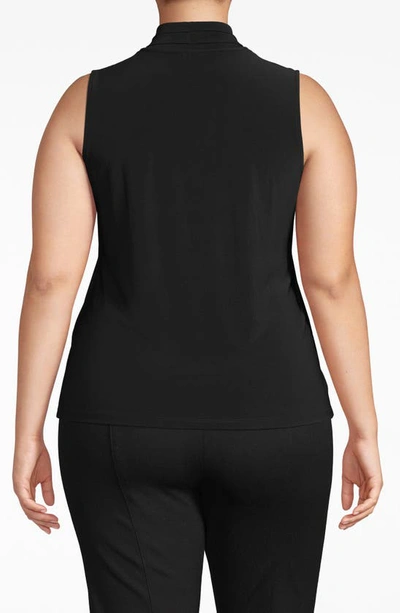 Anne Klein Triple Pleat V-neck Jersey Top In Black