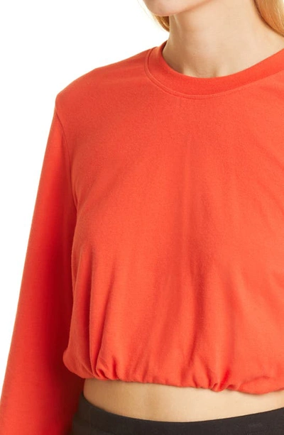 Shop The Range Sueded Jersey Long Sleeve Crop Top In Blood Orange