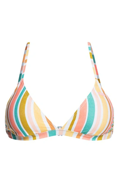 Shop Roxy Beach Classic Fixed Triangle Bikini Top In Bright White Aloha Stripe S