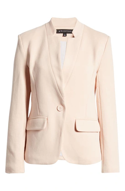 Gibsonlook Inverted Notch Collar Cotton Blend Blazer In Pink Smoke