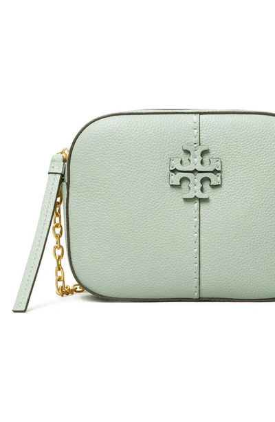 Shop Tory Burch Mcgraw Leather Camera Bag In Blue Celadon