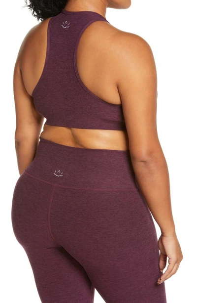 Shop Beyond Yoga Lift Your Spirits Sports Bra In Fig Heather