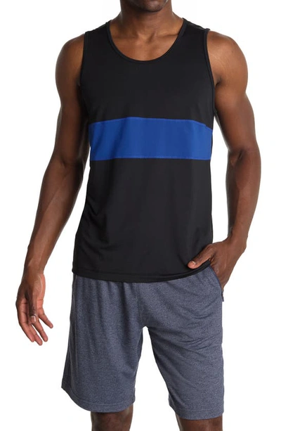 Fourlaps Men's Dash Performance Mesh Tank Top In Black/ Royal Blue