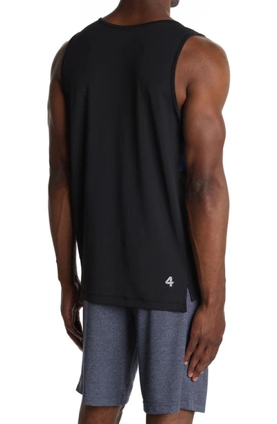 Fourlaps Men's Dash Performance Mesh Tank Top In Black/ Royal Blue