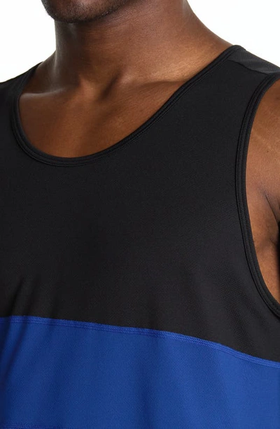Fourlaps Men's Dash Performance Mesh Tank Top In Black/ Royal Blue