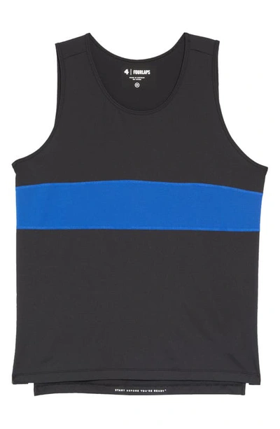 Fourlaps Men's Dash Performance Mesh Tank Top In Black/ Royal Blue