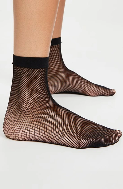 Shop Stems 2-pack Micro Fishnet Ankle Socks In Black