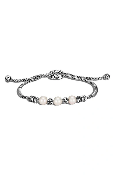 Shop John Hardy Classic Chain Pearl Pull Through Bracelet In Silver/ Pearl