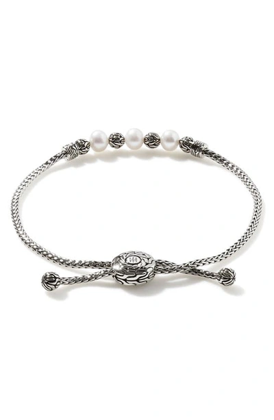 Shop John Hardy Classic Chain Pearl Pull Through Bracelet In Silver/ Pearl