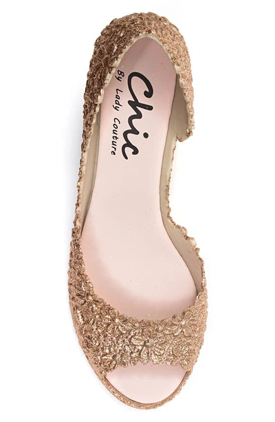 Chic By Lady Couture Peep-toe Wedge In Gold