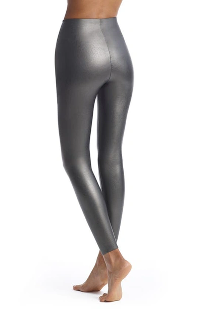 Shop Commando Control Top Faux Leather Leggings In Pewter