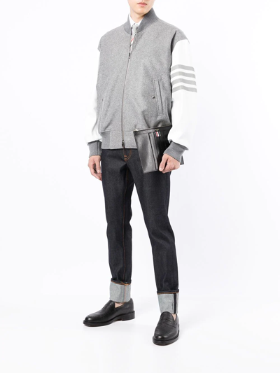 Shop Thom Browne 4-bar Stripe Bomber Jacket In Grau