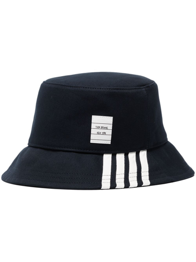 Shop Thom Browne 4-bar Cotton Bucket Hat In Blau