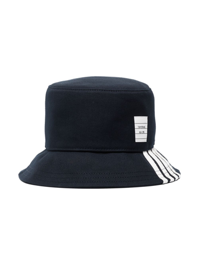 Shop Thom Browne 4-bar Cotton Bucket Hat In Blau