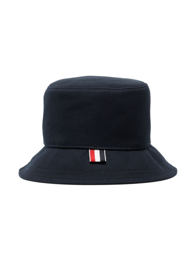 Shop Thom Browne 4-bar Cotton Bucket Hat In Blau