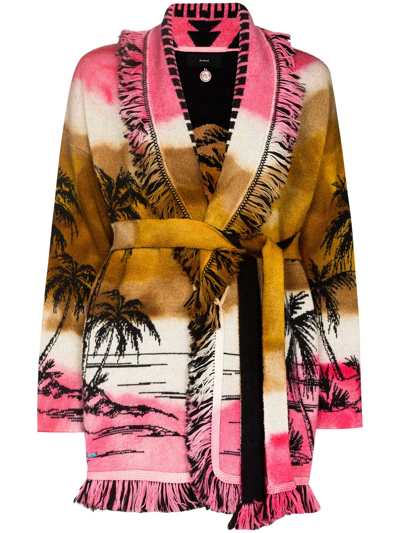Shop Alanui Sunset On The Sea Icon Belted Cardigan In Rosa
