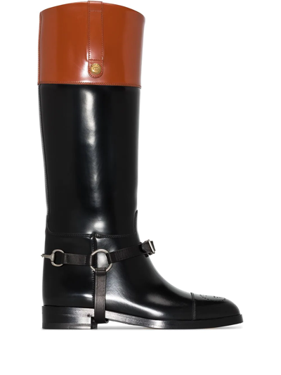 Shop Gucci Zelda Two-tone Boots In Schwarz