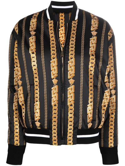 Shop Versace Sequin-embellished Bomber Jacket In Schwarz