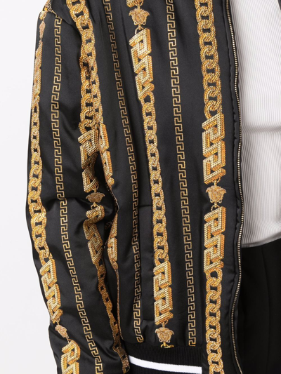 Shop Versace Sequin-embellished Bomber Jacket In Schwarz