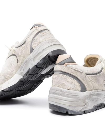 Golden Goose Running Dad Net And Suede Upper Leather Star And Heel Suede Spur Shoes In Weiss